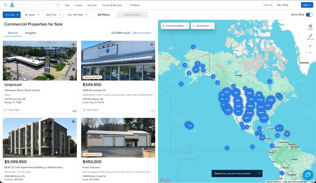 Crexi: commercial property search with listings and map
